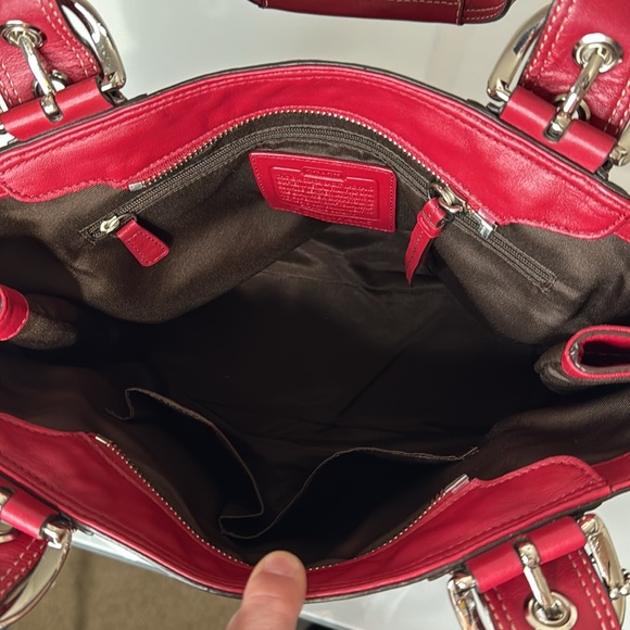 Coach SoHo red leather pleated shoulder bag F15045 - Picture 8 of 13